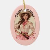 Coquette Cowgirl Westerne Mode Portret Keramisch Ornament (Achterkant)