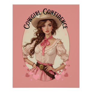 Coquette Cowgirl Westerne Mode Portret Perfect Poster