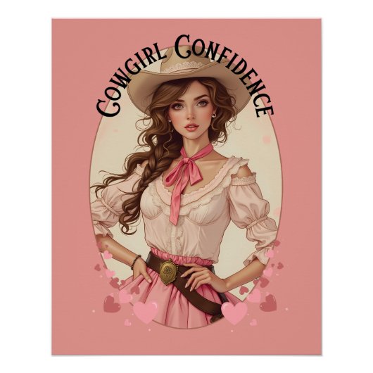 Coquette Cowgirl Westerne Mode Portret Perfect Poster (Voorkant)