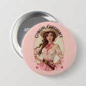 Coquette Cowgirl Westerne Mode Portret Ronde Button 7,6 Cm (Voorkant /achterkant)