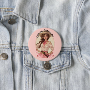 Coquette Cowgirl Westerne Mode Portret Ronde Button 7,6 Cm
