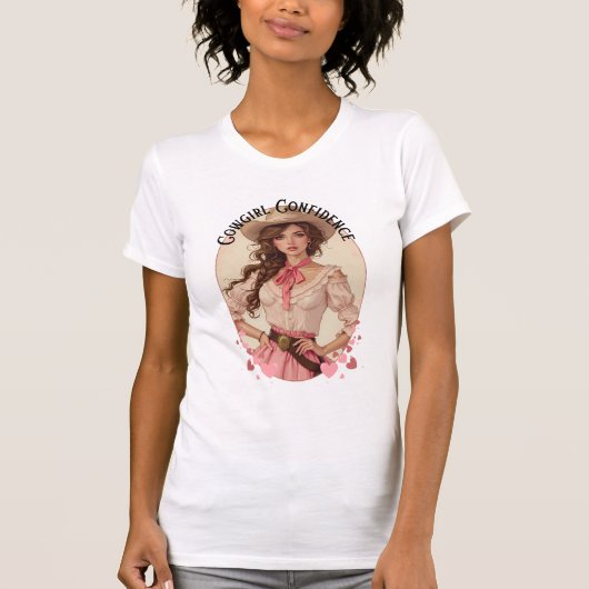Coquette Cowgirl Westerne Mode Portret T-shirt (Voorkant)