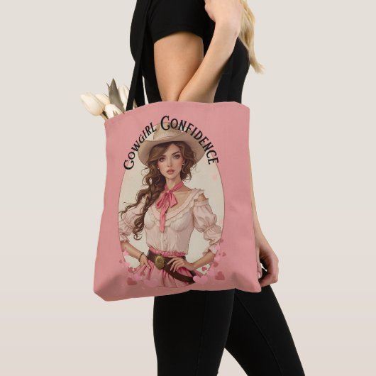 Coquette Cowgirl Westerne Mode Portret Tote Bag (Dichtbij)