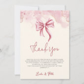 Coquette Cream Pink Bow Girl Baby Shower Bedankkaart (Voorkant)