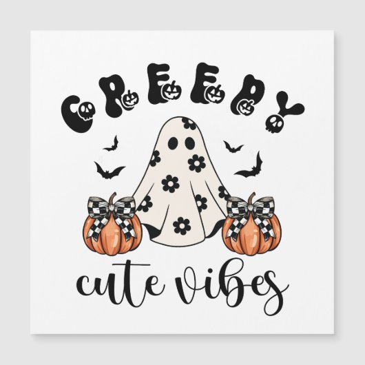 Coquette Creepy Cute Vibes Ghost Magnetic Card (Voorkant)