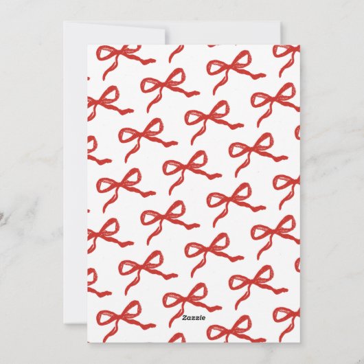 Coquette Curvy Ribbon & Bow Retro Christmas Photo Feestdagenkaart (Achterkant)