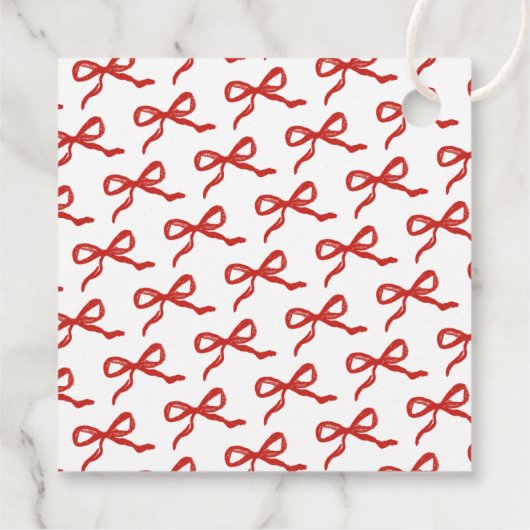 Coquette Curvy Ribbon & Bow Retro Merry Christmas Bedankjes Labels (Achterkant)