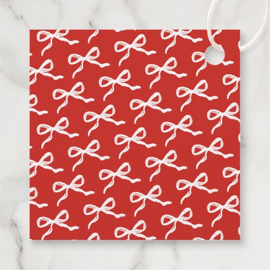 Coquette Curvy Ribbon & Bow Retro Merry Christmas Bedankjes Labels (Achterkant)