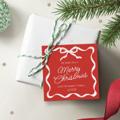 Coquette Curvy Ribbon & Bow Retro Merry Christmas Bedankjes Labels