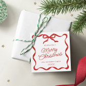 Coquette Curvy Ribbon & Bow Retro Merry Christmas Bedankjes Labels