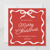 Coquette Curvy Ribbon & Bow Retro Merry Christmas Feestdagenkaart (Voorkant)