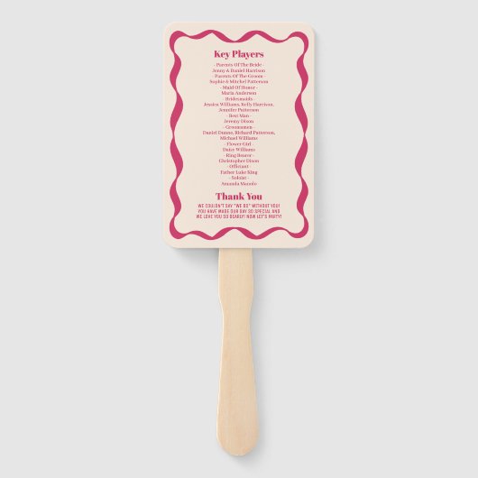 Coquette Curvy Ribbon Retro Trouwprogramma Handwaaier (Achterkant)