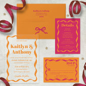 Coquette Curvy Ribbon Retro Wedding Acryl Uitnodigingen