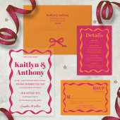 Coquette Curvy Ribbon Retro Wedding Acryl Uitnodigingen