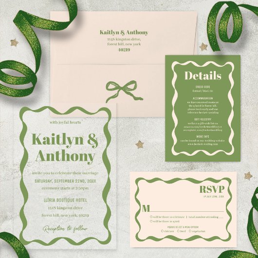 Coquette Curvy Ribbon Retro Wedding Acryl Uitnodigingen