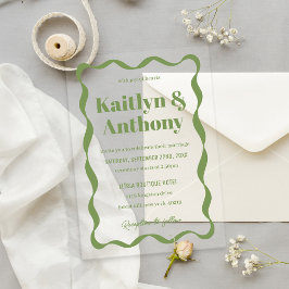 Coquette Curvy Ribbon Retro Wedding Acryl Uitnodigingen