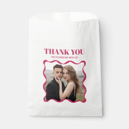 Coquette Curvy Ribbon Retro Wedding Bedankzakje (Voorkant)