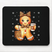 Coquette Cute Gingerbread Leopard Bow Christmas Gi Muismat (Voorkant)