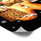 Coquette Cute Gingerbread Leopard Bow Christmas Gi Poster (Hoek)