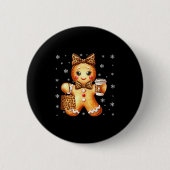 Coquette Cute Gingerbread Leopard Bow Christmas Gi Ronde Button 5,7 Cm (Voorkant)