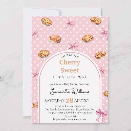 Coquette Cutie Pie Sweet Pink Bow Baby shower Kaart (Voorkant)