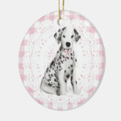 Coquette Dalmation Dog Pink Gingham Bows Keramisch Ornament (Links)
