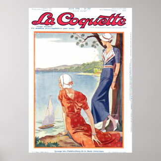 Coquette-dames boven het meer poster