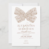 Coquette  Diamonds Bow Mocha Mousse Wedding Kaart (Voorkant)