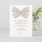 Coquette  Diamonds Bow Mocha Mousse Wedding Kaart (Staand voorkant)