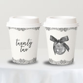 Coquette Disco Ball & Black Bow Chic Modern Wit Papieren Bekers