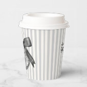 Coquette Disco Ball & Black Bow Grijze Strepen Papieren Bekers (Rechts)