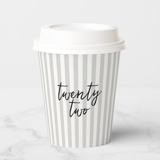 Coquette Disco Ball & Black Bow Grijze Strepen Papieren Bekers (Voorkant)