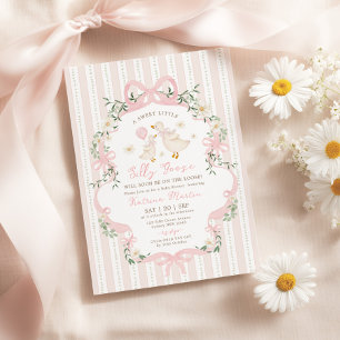 Coquette Domme Gans Roze Strik Meisje Baby Shower Kaart