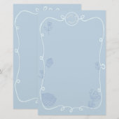 Coquette Doodle Ribbon Lijst Briefpapier (Voorkant / Achterkant)