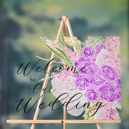 Coquette door lint roze Strik en Boeket Acryl Bord