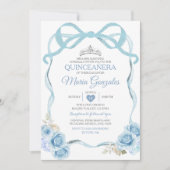 Coquette Dusty Blue Quinceañera Silver Crown Kaart (Voorkant)
