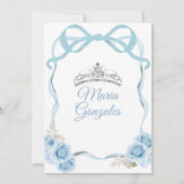 Coquette Dusty Blue Quinceañera Silver Crown Kaart (Achterkant)