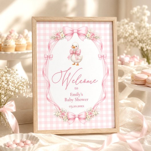 Coquette Dwaze Gans Baby Shower Welkom Poster