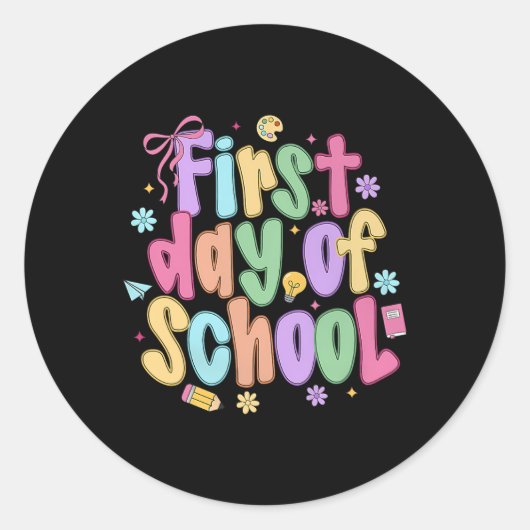 Coquette eerste dag van de schoolboog Preppy Terug Ronde Sticker (Voorkant)