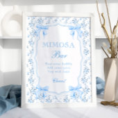 Coquette Elegant Blue Bow Mimosa Bar Poster
