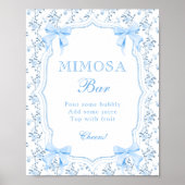 Coquette Elegant Blue Bow Mimosa Bar Poster (Voorkant)