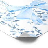 Coquette Elegant Blue Bow Vrijgezellenfeest Welkom Poster (Hoek)