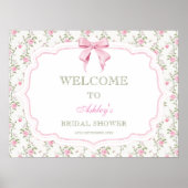 Coquette Elegant Roze Bow Vrijgezellenfeest Welkom Poster (Voorkant)