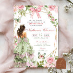 Coquette Enchanted Forest Sage Blush Pink Quincean Kaart<br><div class="desc">Coquette Betoverde Bos Wijze Blush Roze Quinceanera Uitnodiging,  Bloemenvlinder Sweet 16e Uitnodiging,  Geometrische mis Quince XV Años</div>