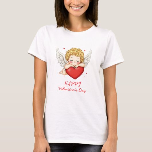 Coquette engel cherub hart Gelukkige Valentijnsdag T-shirt (Voorkant)