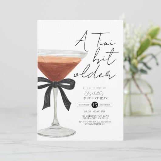 Coquette Espresso Martini Verjaardagsuitnodiging Kaart (Staand voorkant)