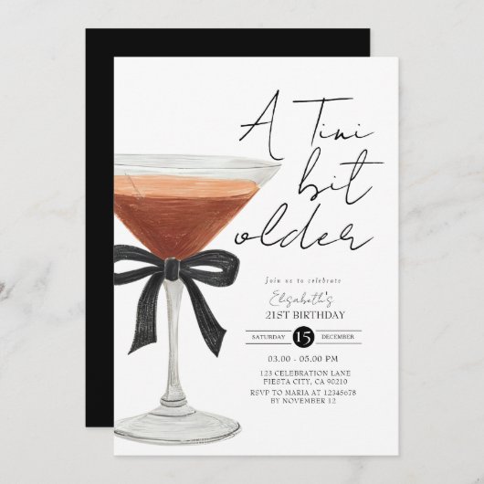 Coquette Espresso Martini Verjaardagsuitnodiging Kaart (Voorkant / Achterkant)