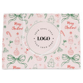 Coquette Esthetiek Aangepast Zakelijk Logo Kerstmi Groot Cadeauzakje (Voorkant)