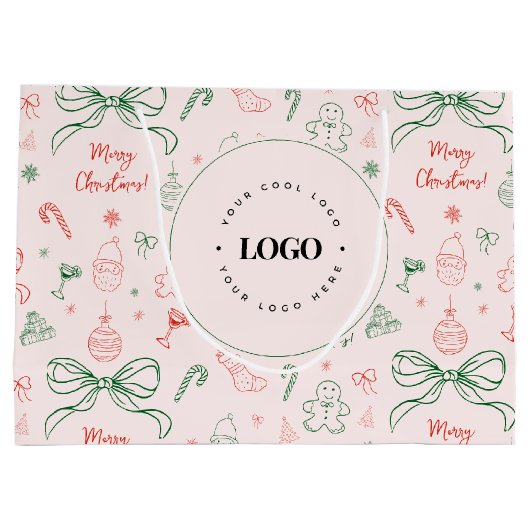 Coquette Esthetiek Aangepast Zakelijk Logo Kerstmi Groot Cadeauzakje (Achterkant)