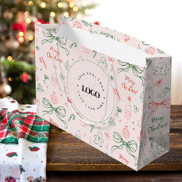 Coquette Esthetiek Aangepast Zakelijk Logo Kerstmi Groot Cadeauzakje